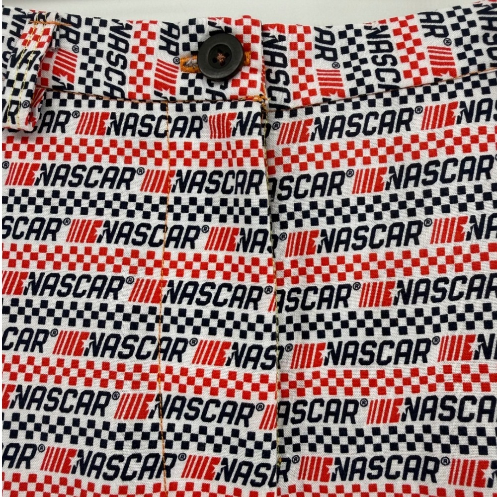 NASCAR All Over Print Checkered Racing Pants Red White Black Straight Leg XS
